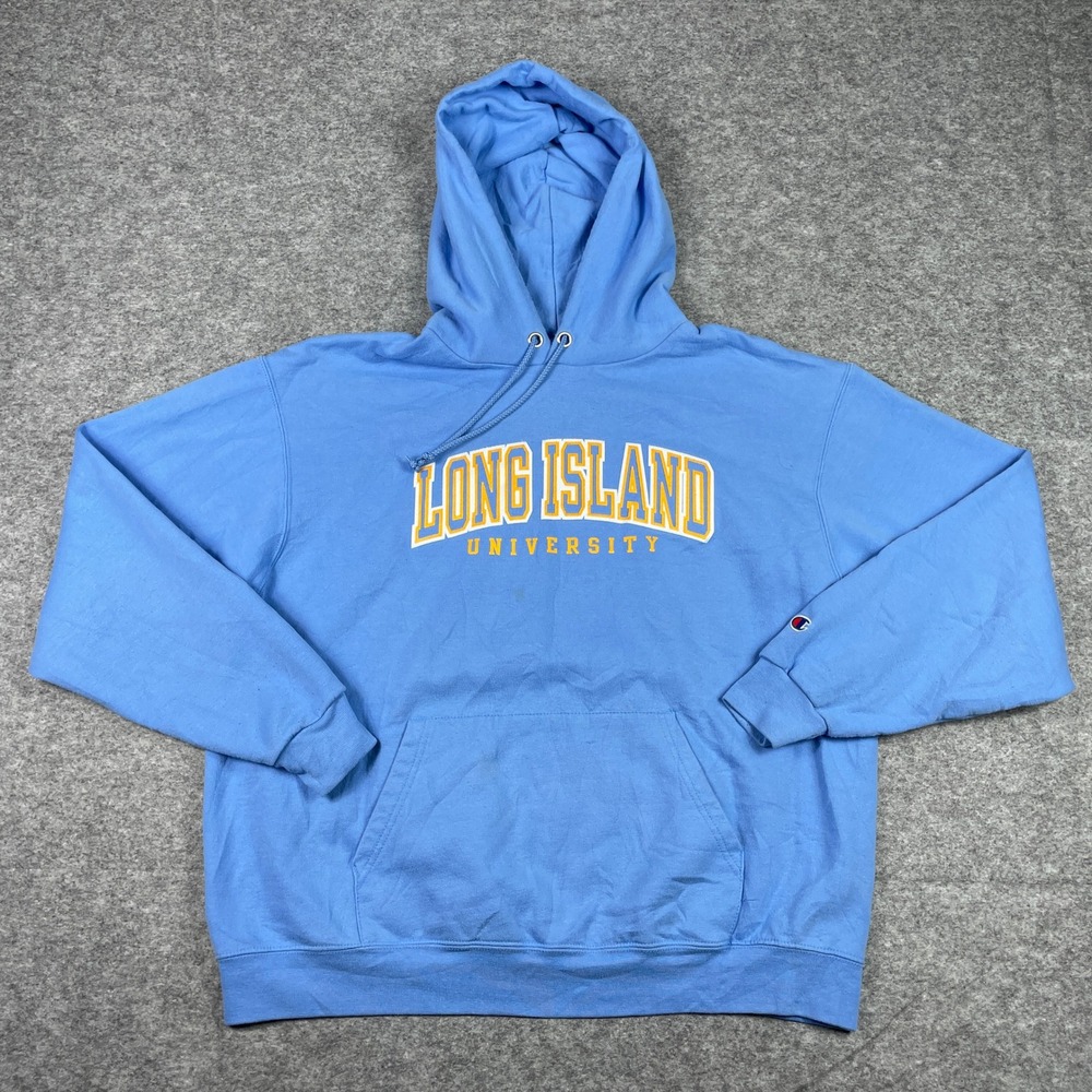 Long Island University Hoodie Mens XL Blue Pullover Embroidered Sweatshirt